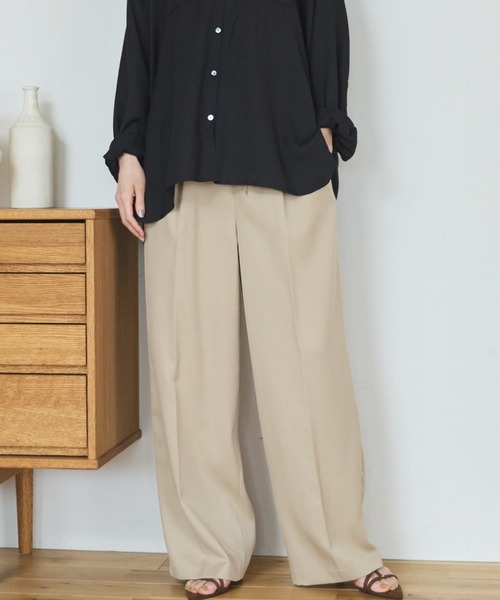 スラックス パンツ ウォッシャブルセンタープレスパンツ レディース_2