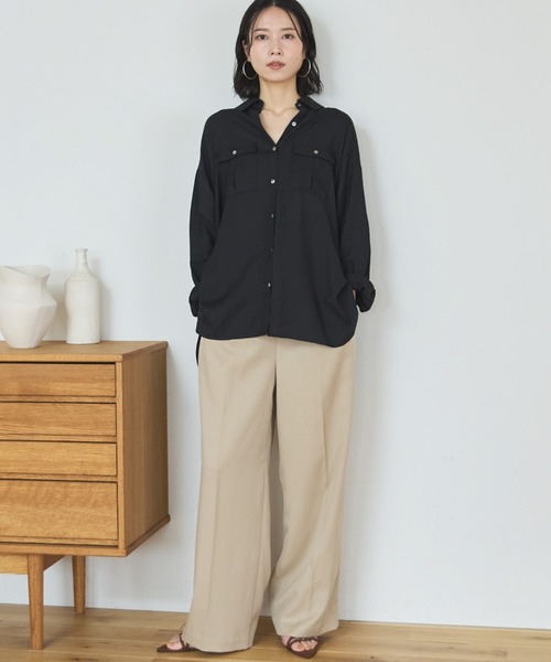 スラックス パンツ ウォッシャブルセンタープレスパンツ レディース_3
