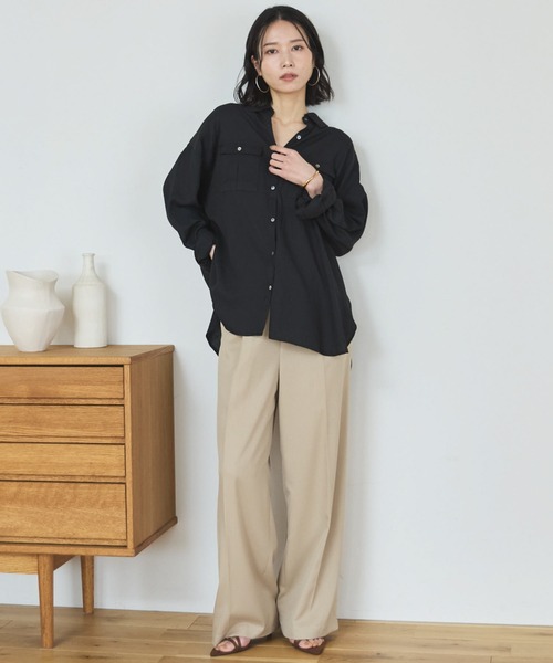 スラックス パンツ ウォッシャブルセンタープレスパンツ レディース_4