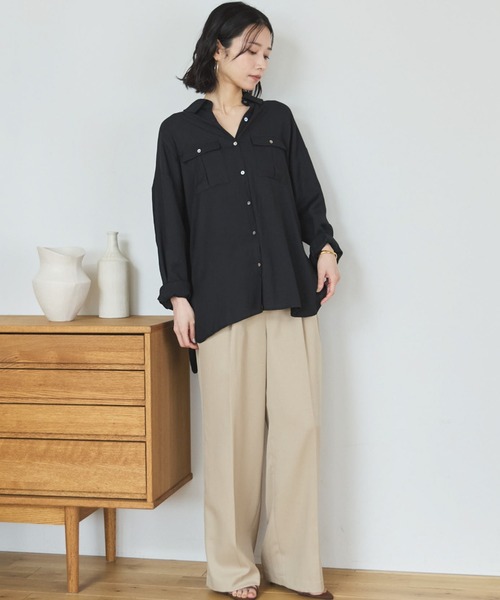 スラックス パンツ ウォッシャブルセンタープレスパンツ レディース_5
