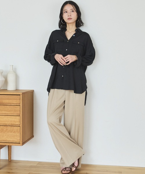 スラックス パンツ ウォッシャブルセンタープレスパンツ レディース_7