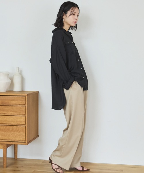 スラックス パンツ ウォッシャブルセンタープレスパンツ レディース_8