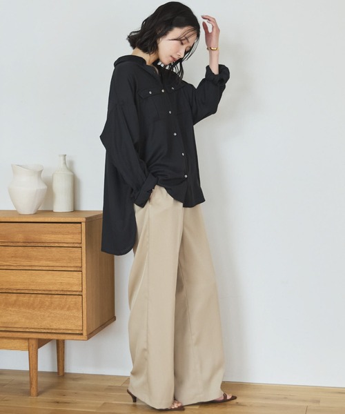 スラックス パンツ ウォッシャブルセンタープレスパンツ レディース_9