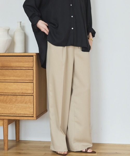 スラックス パンツ ウォッシャブルセンタープレスパンツ レディース_12