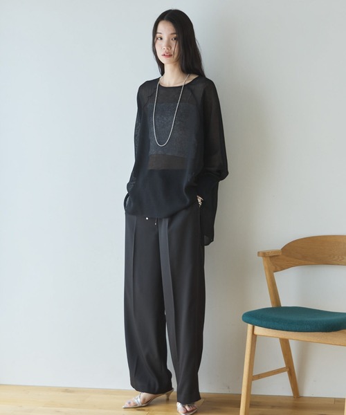 スラックス パンツ ウォッシャブルセンタープレスパンツ レディース_18