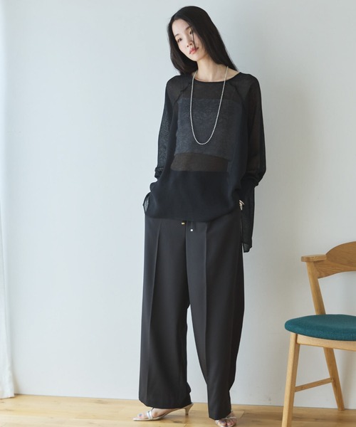 スラックス パンツ ウォッシャブルセンタープレスパンツ レディース_19