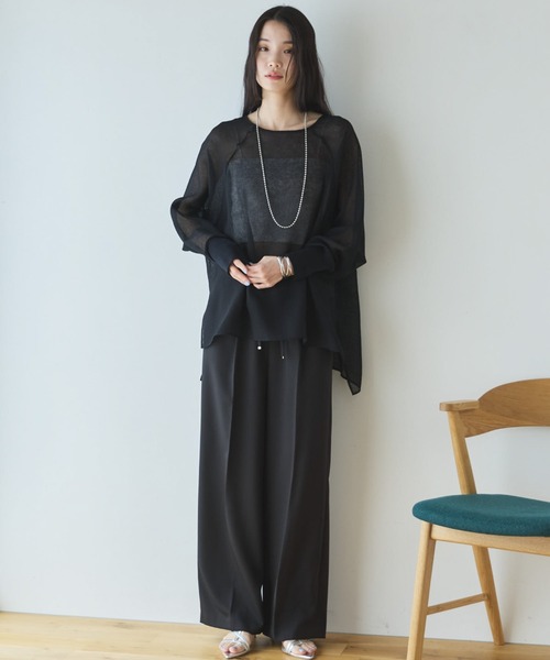 スラックス パンツ ウォッシャブルセンタープレスパンツ レディース_20