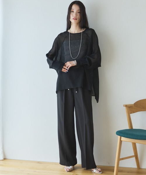 スラックス パンツ ウォッシャブルセンタープレスパンツ レディース_21