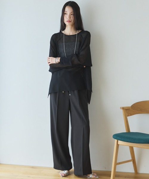 スラックス パンツ ウォッシャブルセンタープレスパンツ レディース_22