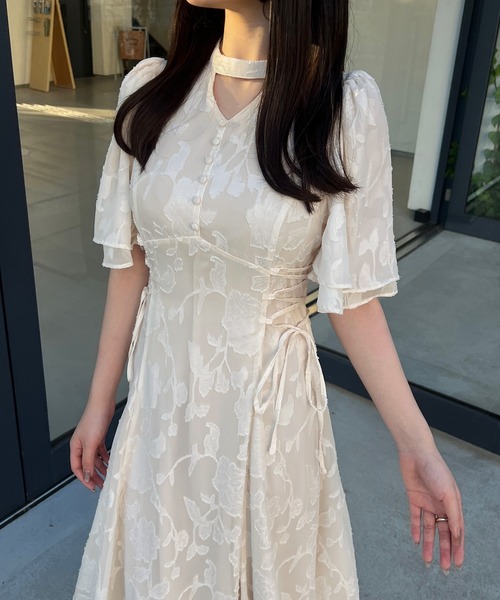 「junoah」 半袖ワンピース LARGE アイボリー レディース_画像6