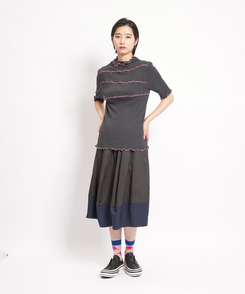 「gomme」 半袖カットソー MEDIUM グレー レディース_画像7