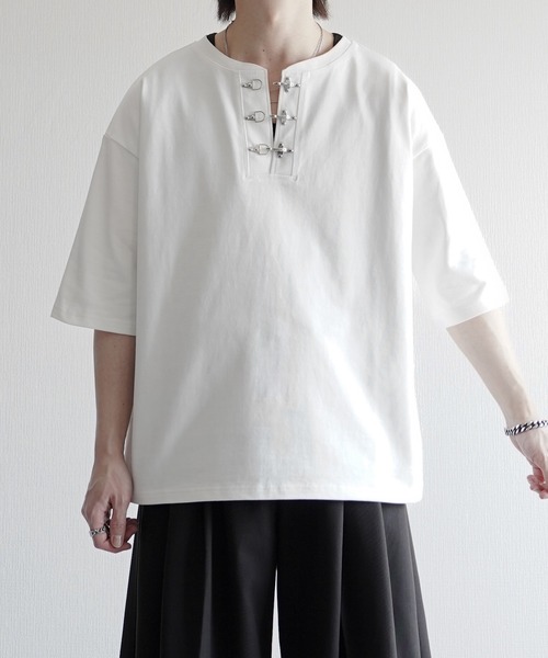 「ELLUV」 半袖Tシャツ L ホワイト メンズ_画像2