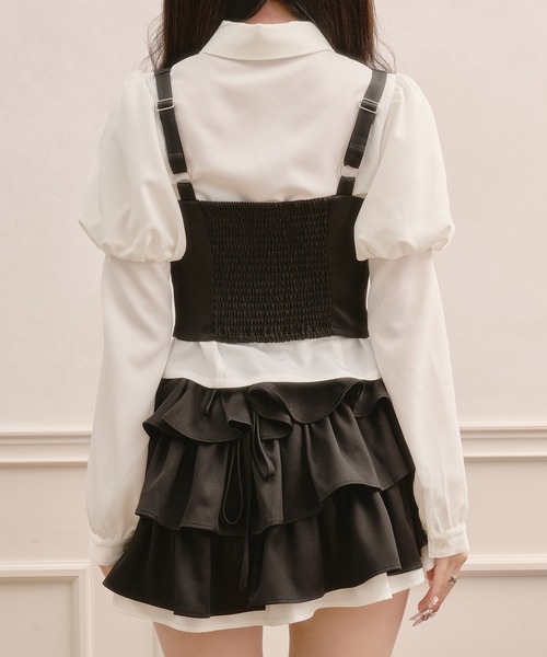 専用　【美品】フリル付きベストブラウス　2点セット Pal elfy ブラウス シャツ ベルト付きコルセットベストセット