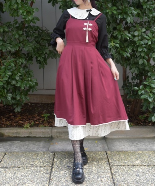 axes femme（アクシーズ ファム） ワンピース ジャスミン柄切替キャミ