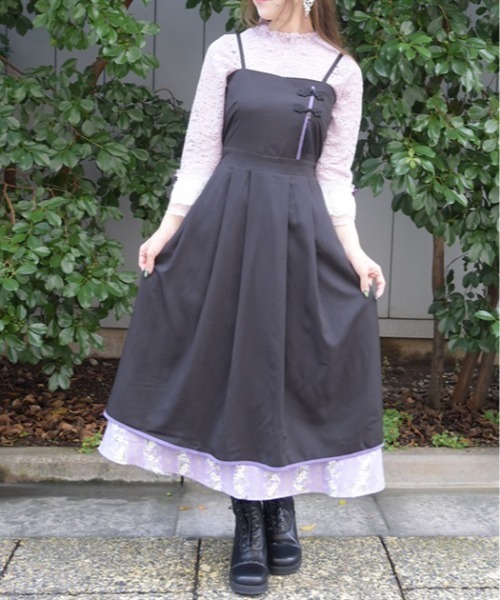 axes femme（アクシーズ ファム） ワンピース ジャスミン柄切替キャミ