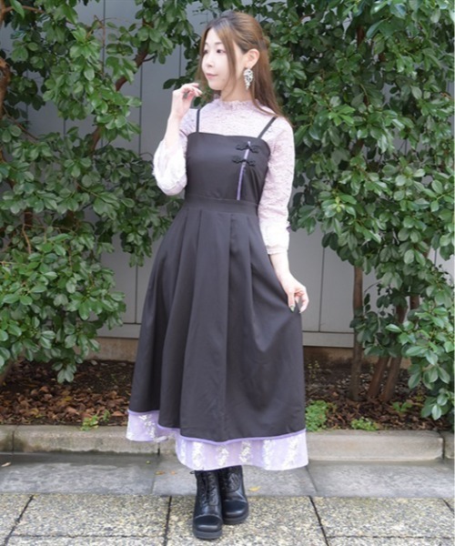 axes femme（アクシーズ ファム） ワンピース ジャスミン柄切替キャミ