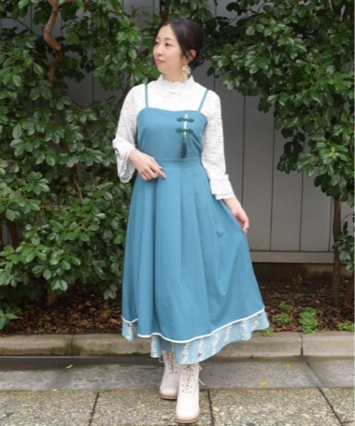 axes femme（アクシーズ ファム） ワンピース ジャスミン柄切替キャミ