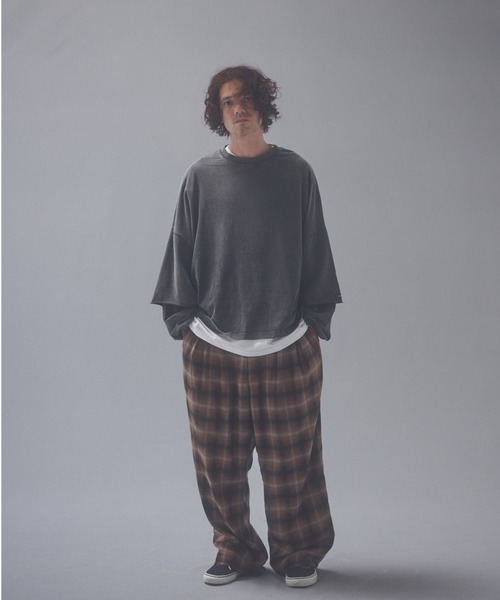 O*〜様 90s pronti 極太スラックス オンブレチェック ギャングスラッ ADAM PATEK（アダムパテック） ワイドパンツ スラックス ADAMPATEK