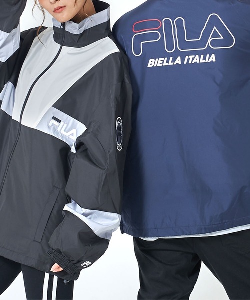 FILA（フィラ） ナイロンジャケット 「FILA/フィラ」バックプリント FILA バックプリントスタンドジャケット
