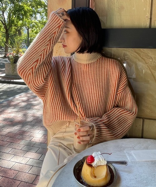 select MOCA（セレクトモカ） ニット レディース バイカラーリブ編み