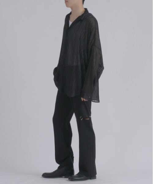 REGIEVO（レジエボ） シャツ ストライプシースルーシャツ メンズ