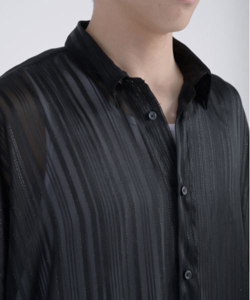 REGIEVO（レジエボ） シャツ ストライプシースルーシャツ メンズ