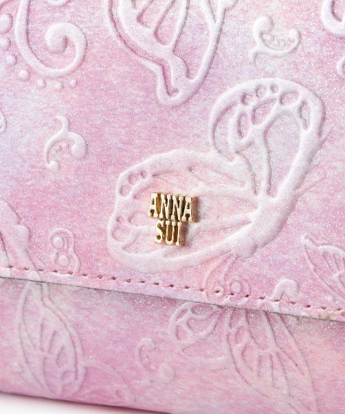 ANNA SUI パピヨン 長財布 蝶 エンボス 口金 ピンク 新品 ANNA SUI（アナスイ） 長財布 財布 パピヨン 口金長財布 レディース