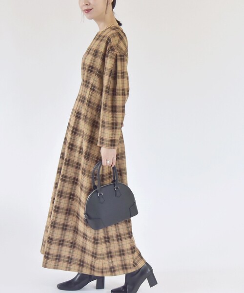 quaranciel ワンピース quaranciel:「手洗い可能」チェック シェイプ