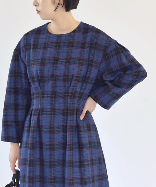 quaranciel ワンピース quaranciel:「手洗い可能」チェック シェイプ