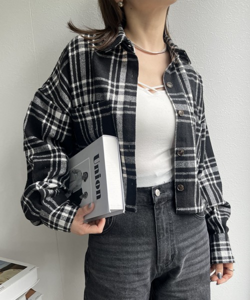 LACーVERT ブラウス シャツ ショート丈チェックシャツ