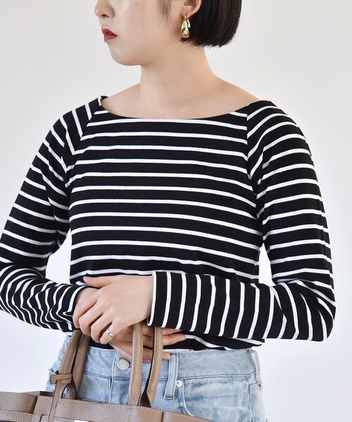 tシャツ quaranciel:「洗濯機可能」ラウンドネック ボーダー カットソー レディース quaranciel tシャツ quaranciel:「洗濯機可能」ラウンドネック