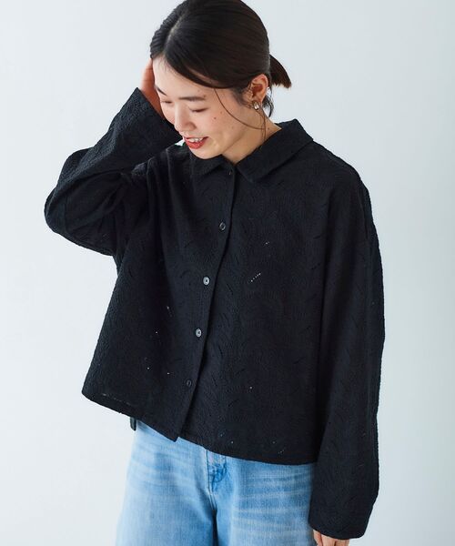 ブラウス シャツ ペイズリー刺繍ショートシャツ レディース