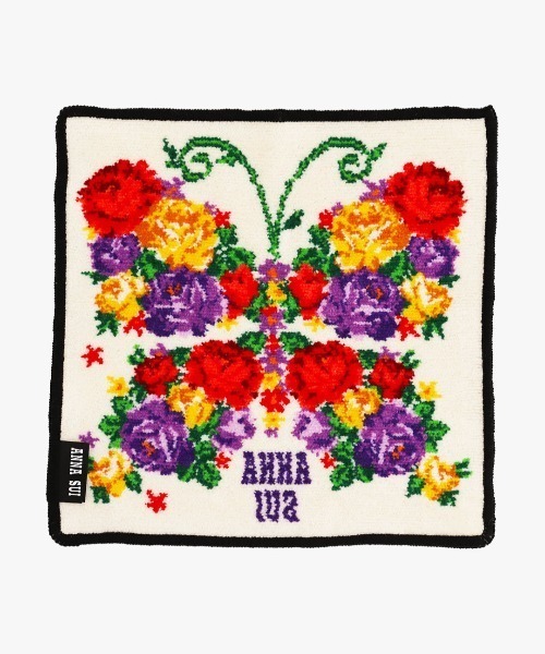 ANNA SUI ハンカチ ローズ柄シェニール織タオルハンカチ