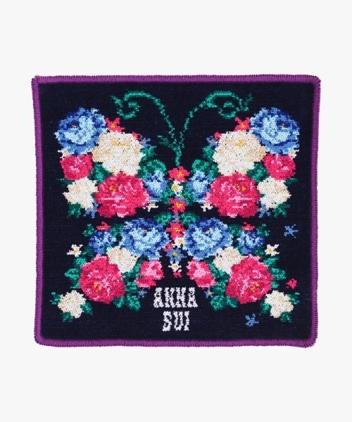 ANNA SUI ハンカチ ローズ柄シェニール織タオルハンカチ