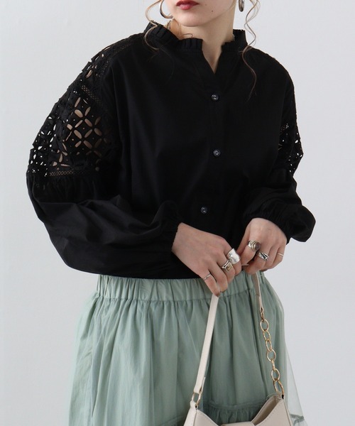 ブラウス シャツ Eglantine バックレースBL レディース
