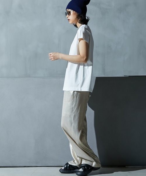 GEVS. tシャツ 「大きいサイズ」 フリル衿付フレンチスリーブT