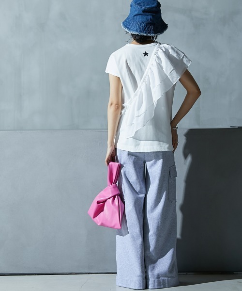 GEVS. tシャツ 「大きいサイズ」 フリル衿付フレンチスリーブT