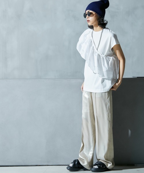 GEVS. tシャツ 「大きいサイズ」 フリル衿付フレンチスリーブT