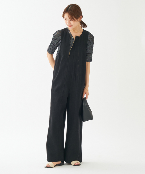 CURRENTAGE サロペット 黒 新品タグ付き plage サロペット オーバーオール CURRENTAGE/カレンテージ 別注