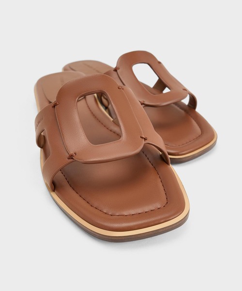 【CHARLES&KEITH】カットアウト スライドサンダル CHARLES & KEITH カットアウト スライドサンダル