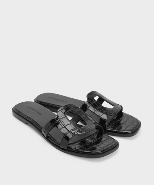【CHARLES&KEITH】カットアウト スライドサンダル カットアウト スライドサンダル - ブラック | CHARLES & KEITH