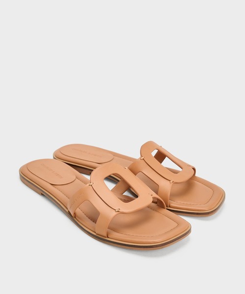 CHARLES&KEITH◆Easley カットアウト スライドサンダル ◆送料込 CHARLES ＆ KEITH サンダル カットアウト スライドサンダル