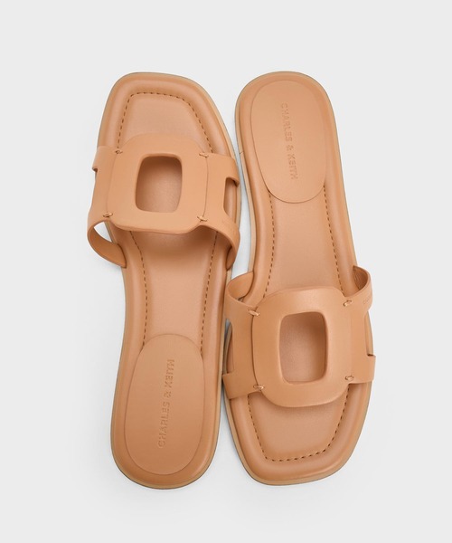 CHARLES&KEITH◆Easley カットアウト スライドサンダル ◆送料込 CHARLES ＆ KEITH サンダル カットアウト スライドサンダル