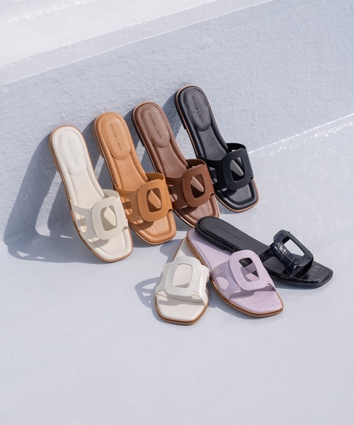 CHARLES&KEITH◆Easley カットアウト スライドサンダル ◆送料込 CHARLES ＆ KEITH サンダル カットアウト スライドサンダル