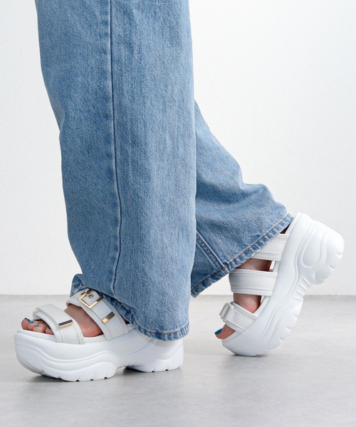 【HUNTER】バックロゴが可愛い ABEL 9cm 厚底 快適 サンダル 1678-a1.jpg