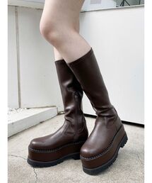 MURUA ブーツ ストレッチ厚底ハーフブーツ レディース