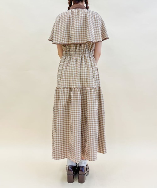 axes femme POETIQUE ワンピース チェックケープデザイン