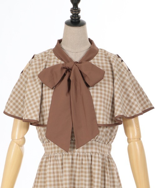 axes femme POETIQUE ワンピース チェックケープデザイン