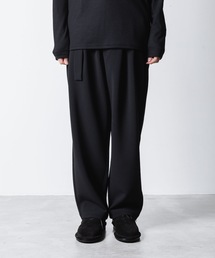 スラックス PE ストレッチダブルクロス ベルテッド ワイドテーパードトラウザーズ / PE STRETCH DOUBLE CLOTH BELTED｜ZOZOTOWN Yahoo!店