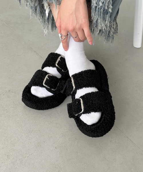 CLEA サンダル ボア厚底ベルトサンダル レディース : ZOZOTOWN Yahoo